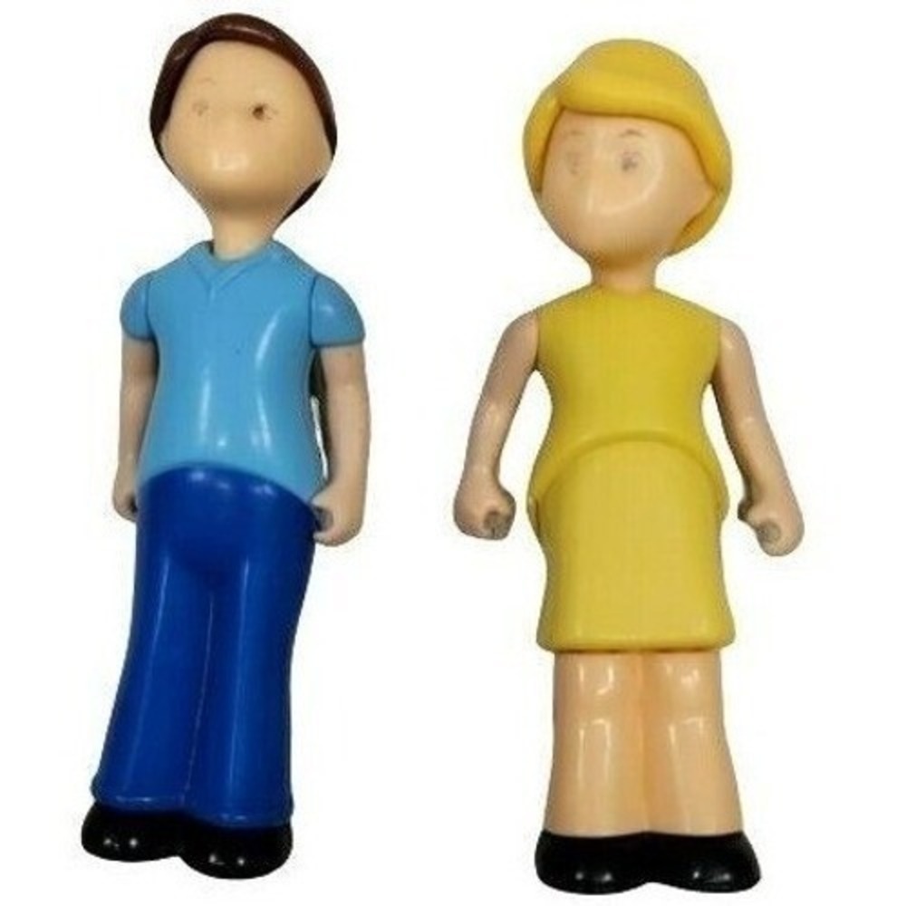Fisher Price Little People Figures Man Woman Blue Yellow 1990s Vintage Toy Set